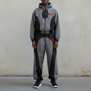 Survêtements de mode streetwear à logo personnalisé, bicolores, zippés, imperméables, de haute qualité, grande taille, amples, pour hommes, vente en gros - Product Image 1