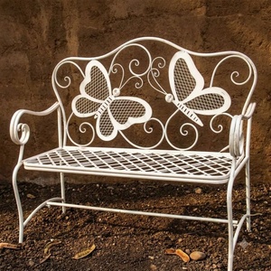 Weatherproof Powder Coated Wrought Iron European Design KHP Park Bench Custom <b>Hand</b> Forged Metal Garden Long <b>Chair</b> 2-Seater - Product Image 4