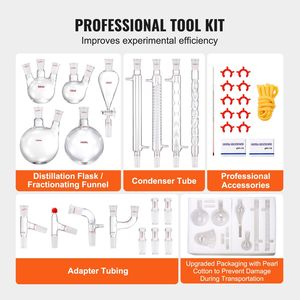 3,3 Boro Lab Glassware Kit de destilación 24 40 Joint 1000ml Kit de aparatos de destilación de aceite esencial 32PCs Set Glassware - Product Image 5