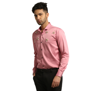 Camisa de Vestir Personalizada de Diseñador, Camisa Jacquard para Hombre con Estampado Paisley, Corte Entallado, Cuello Mao, para Fiestas, Clubes, Bodas, Venta al Por Mayor, OEM, MOQ Bajo - Product Image 1