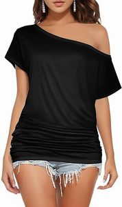 Camiseta de Algodón con Hombros Descubiertos para Mujer, Venta al Por Mayor, Impresión de Logotipo Personalizado, Manga Corta, Tejido de Punto, Top de Verano - Product Image 4