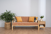 Elegante y Duradera Mesita de Noche Moderna con Patas de Madera Maciza Acabado Natural 1 Cajón para Dormitorio, Sala de Estar y Uso en Hoteles