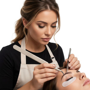 Pince à épiler professionnelle incurvée TEEJAY pour extensions de cils, en acier inoxydable avec revêtement poudré blanc brillant, pointe lisse, précision, 10 mm - Product Image 2