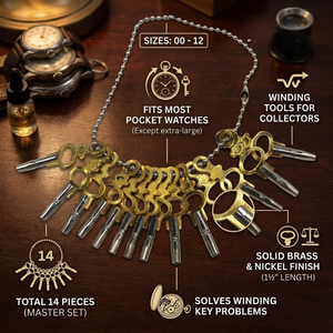 Juego de Llaves para Relojes de Bolsillo Vintage |   14 Tamaños 00-12 Compatibilidad Universal |   Herramienta de Reparación de Latón y Acero para Kits de Relojes Antiguos - Product Image 5