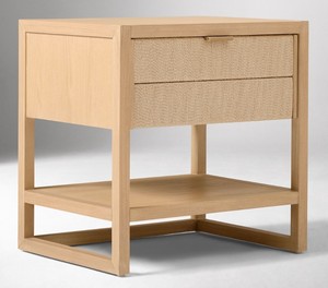 Modern Wood Nightstand With 2 Drawers And Open <b>Shelf</b> Storage Bedroom Furniture Minimalist Design - Product Image 2