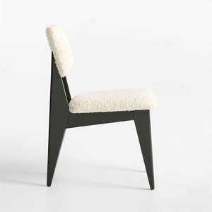 Silla de Comedor Moderna Tapizada con Asiento y Respaldo de Lana Suave, Patas de Madera Estilo Mid-Century, Muebles para el Hogar - Product Image 2