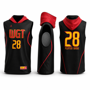 Wholesale Custom Cotton Basketball Shooting Jersey Hoodie Breathable Durable Summer Printed Warm-Up Sleeveless Unisex - Product Image 1
