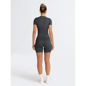 Trendy Queen Womens 2 Piece BlackGrey XL Ensembles d'entraînement Tenues de gymnastique d'été et assorties pour Shorts de salon Taille XL - Product Image 1