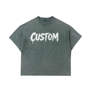 Custom Oversized Short Sleeve T-Shirt <b>Men's</b> Street Style Dripping Print Jersey Cotton O-Neck Front Logo - Product Image 1