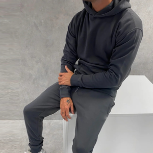 Wholesale Plus Size 500G Men Women's Autumn <b>Tracksuit</b> Custom Logo Solid Color French Terry Hoodies Heavy <b>Plain</b> Fleece for Men - Product Image 5