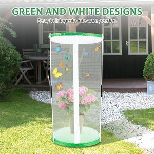 เรือนกระจกตาข่ายสำหรับพืชและดอกไม้มีซิปรูปทรงกระบอกแมลงและผีเสื้ออุปกรณ์เสริมในสวนสีเขียว - Product Image 4