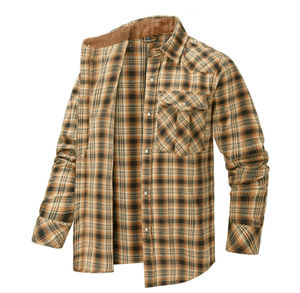 Chemise à carreaux en flanelle à manches longues boutonnée en mélange de coton et polyester sur mesure pour homme, collection Printemps-Automne 2026 - Product Image 4