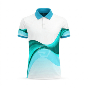 Chemise de golf pour homme de haute qualité 100% polyester à manches courtes - Tissu respirant, séchage rapide, anti-rides, impression numérique - Product Image 1