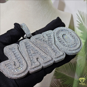สร้อยคอจี้ตัวอักษร "JANO" สุดหรู ประดับเพชรโมอิสซาไนต์เต็มเม็ด สไตล์ฮิปฮอป สำหรับผู้ชายและผู้หญิง - Product Image 1