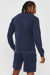 Ensemble T-shirt col rond et short en coton délavé pour homme – Tenue décontractée d'été respirante en maille unie - Product Image 5