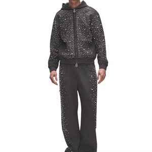 Dernier design personnalisé de survêtements d'hiver de haute qualité avec strass, couleur unie - Product Image 1