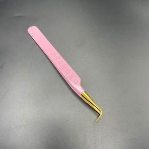 Pince à épiler rose à pointe dorée à 90 degrés Pince à cils en acier inoxydable de haute qualité - Product Image 6