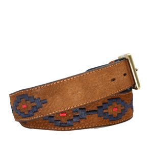 Polo en cuir de vachette brodé sur mesure, cuir véritable de qualité supérieure, motif géométrique formel, haute résistance pour les marques de mode - Product Image 2