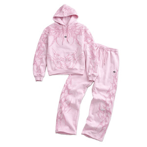 Men Rhinestone Hoodies Sets Oversized Streetwear Custom Logo Wholesale Bulk OEM Supplier Premium Quality Heavyweight Fleece - Product Image 4