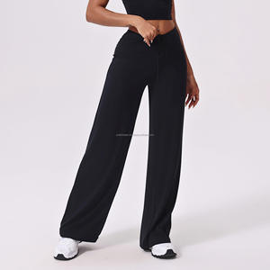 High Waist <b>Wide</b> <b>Leg</b> Yoga <b>Pants</b> Women Soft Drawstring <b>Lounge</b> Trousers Custom Loose Fit Solid Sweatpants Flowy Palazzo Polyester - Product Image 3