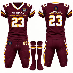 Ensemble d'uniformes de football américain modernes à taille élastique, fabriqués en usine, avec impression personnalisée du nom et du logo de l'équipe, prix de gros - Product Image 1