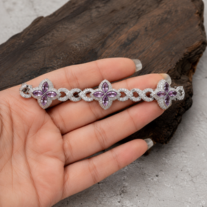 925 Sterling Silver Floral Cluster Tennis <b>Bracelet</b> Luxury Women Jewelry Twisted <b>Bracelet</b> - Product Image 3