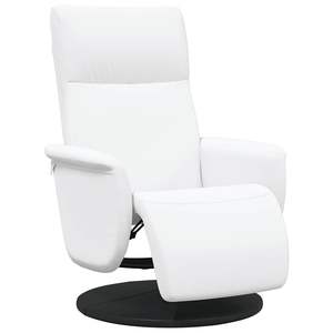 Fauteuil inclinable en similicuir blanc avec repose-pieds - Product Image 2