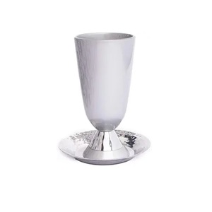Copa Kiddush de níquel martillado de alta calidad y bajo precio para niño - Azul con anillo plateado, copa Kiddush para beber vino - Product Image 6