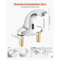 Robinet de lavabo automatique sans contact à détecteur de mouvement, à piles, pour eau froide, avec plaque de recouvrement pour trou, fonction mélangeur