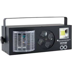 4-in-1 RGB luci stroboscopiche a LED effetti di illuminazione con suono attivato per DJ Club Disco matrimonio compleanno natale-nero - Product Image 1