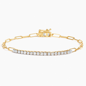 Pulsera de tenis con diamantes de corte redondo y engaste de punta compartida de eternidad completa - Product Image 2