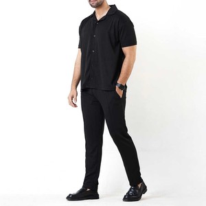 New Design Aesthetic Men Black Shirt + Slim <b>Pant</b> Tracksuit Breathable Wholesale Price Minimalist Men Co-ord Set Made In Pakistan - Product Image 1