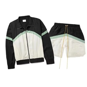 Custom Windbreaker Sportswear Set Nylon Polyester Hooded Short Zip Jacket Athletic Training Suit Wholesale Factory Export - Product Image 1