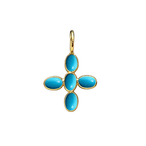 Colgante de cruz con cuarzo ahumado engastado en bisel, cuarzo ahumado ovalado liso de 5x3mm, dijes chapados en oro, proveedores de joyería hecha a mano de la India - Product Image 2