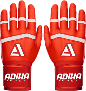 Guantes de béisbol de cuero Premium Adiha impex, totalmente blancos, con cierre de velcro, unisex, para adultos, entrenamiento, tacto suave, duraderos, rojos - Product Image 4