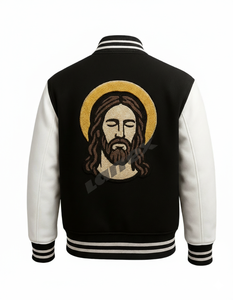 Nouvelle Veste de Baseball Chrétienne pour Hommes, Design Noir et Blanc, Broderie LOVE JESUS, Manteau Imperméable à Bouton Unique - Product Image 4