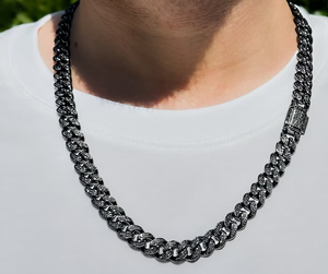 Cadena o Pulsera Cubana de Plata 925 con Diamantes de Moissanita Negros - Product Image 2