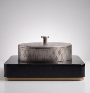 Elegant Silver <b>Honeycomb</b> Metal Date And Dry Fruit Storage Box Covered Tabletop Organizer - Product Image 2