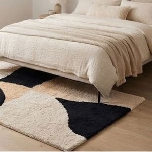 Best Selling Products Modern Abstract Tufted Area <b>Rug</b> Black Beige Cream Rectangle Plush Hallway Runner - Product Image 5