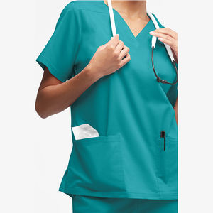 Vente en gros OEM – Blouses d'infirmière personnalisées de haute qualité, unies, à deux poches, en polyester et coton épais pour femmes - Product Image 5