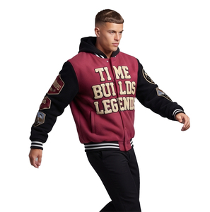 <b>Men</b> Varsity <b>Jacket</b> Wool Sleeve Patches Embroidered <b>Letter</b> Baseball Varsity Coat <b>Men's</b> Turn Down Collar Varsity <b>Jacket</b> <b>Mens</b> - Product Image 4