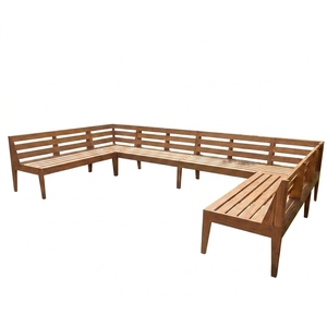 Banco Seccional de Madera de Teca Sólida para Exteriores, Banco de Patio en Forma de U, Banco de Jardín con Listones, Mueble para Sentarse en el Patio Trasero o Parque - Product Image 1