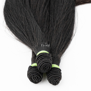 Haute qualité 100% vierges indiens Remy Extensions de cheveux crus non transformés noués à la main trame alignée cuticules donneur unique de haute qualité - Product Image 5