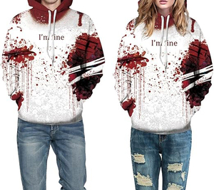 Sudadera Unisex Blanca con Estampado de Salpicaduras de Sangre y Frase 'I'm Fine', Corte Regular, Informal, Otoñal, Tejida en Poliéster con Estampados por Sublimación - Product Image 1