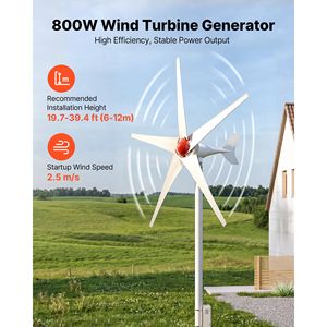 Kit générateur éolien 800W 12V à 5 pales avec contrôleur solaire hybride, aimant permanent triphasé efficace pour usage domestique - Product Image 2