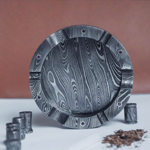 Luxury Damascus Steel <b>Ashtray</b> Handmade Metal Smoking <b>Ashtray</b> with Deep Bowl Design Durable Decorative Accessory - Product Image 5
