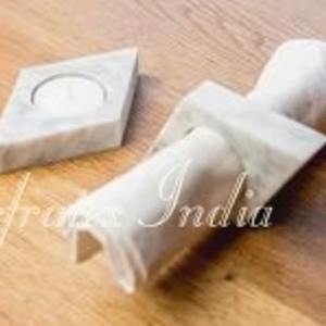 ที่ใส่ผ้าเช็ดปากหินอ่อนสีขาวทำมือ พร้อมอุปกรณ์ตกแต่งโต๊ะระดับพรีเมียม สำหรับโรงแรม ร้านอาหาร และบริการจัดเลี้ยงเพื่อการส่งออก - Product Image 6