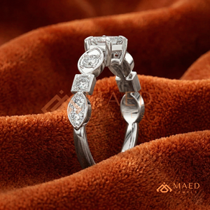 Luxury <b>Emerald</b> Cut Diamond Engagement <b>Ring</b> with Oval Bezel Side Stones Geometric Band Design – 925 Sterling <b>Silver</b> Fine Jewelry - Product Image 2