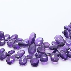Perles d'améthyste africaine naturelle facettées en forme de poire, 7x10 mm, perles de pierres précieuses d'améthyste, perles d'améthyste violettes pour la création de bijoux - Product Image 5