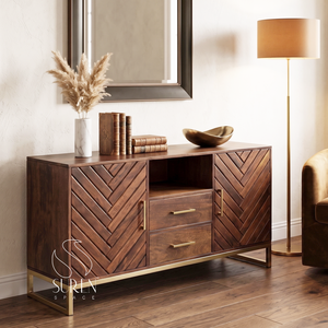 Mueble consola de diseño indio, hecho a mano, para hoteles de diseño, sala de estar, ecológico, de madera. - Product Image 1